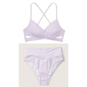 Victoria's Secret PINK Body Wrap Top V Crossover High-Waist Bikini Purple XXL